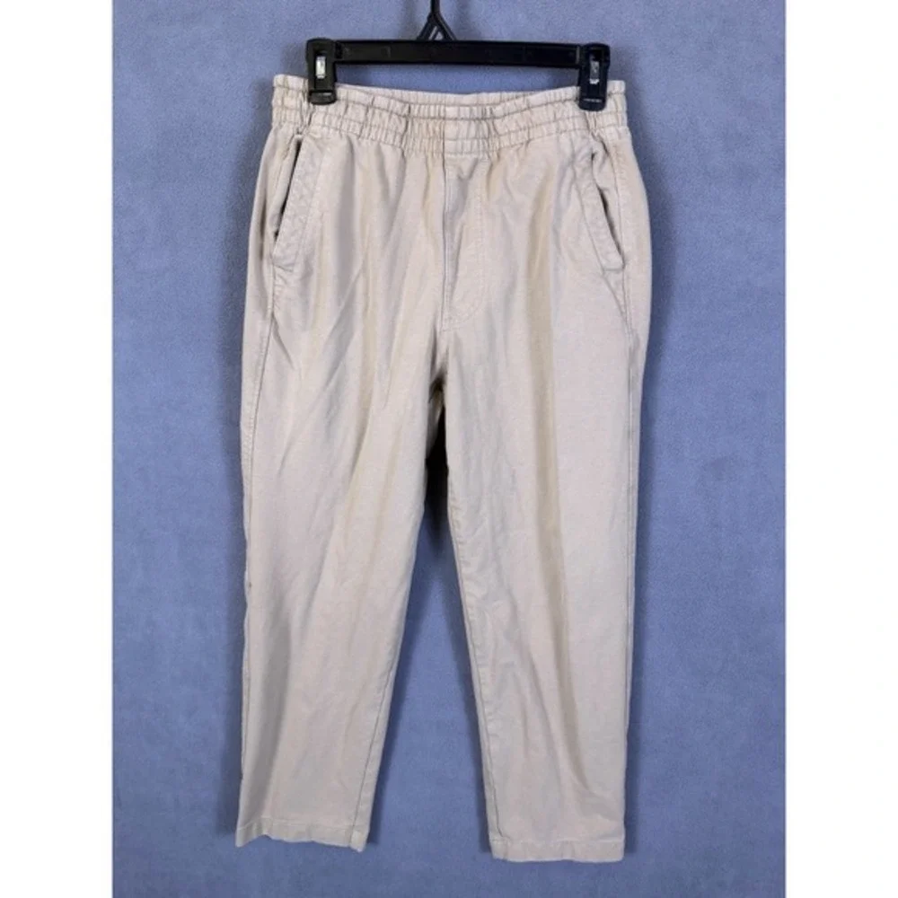 Uniqlo Pants Men 27-30‎ Lightweight Tan Chino Elastic Waist Straight Read!
